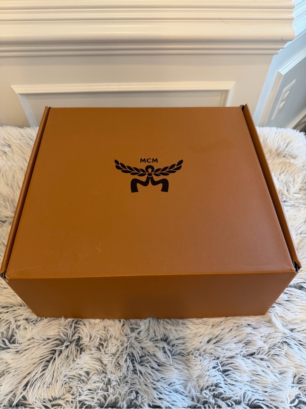 MCM Box in Cognac Brown with Black Logo